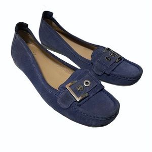 Stuart Weitzman Blue Suede Loafers Size 8 1/2 N